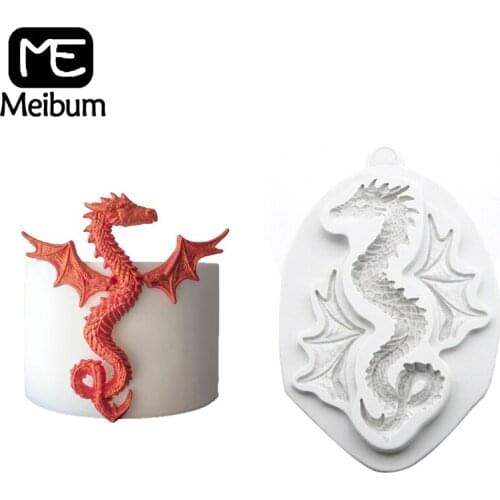 Meibum Serpent Dragon Pattern Fondant Cake Mold Child Party Anime Model Gum Paste Sugar Craft Chocolate Candy Silicone Mould
