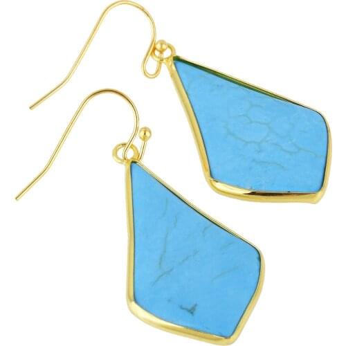 TUMBEELLUWA Womens Gem stone Rhombus Shape Gold Tone Hook Dangle Drop Earrings