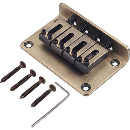 Set of 4-String Fixed Bridge Tailpiece for Headless Electric Guitar Bass