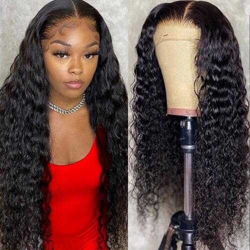 13x4 Deep Wave Lace Front Wig Bleached Knots Human Hair Wigs Deep Curly Lace Front Wig 4x4Glueless Wave Lace Frontal Closure Wig