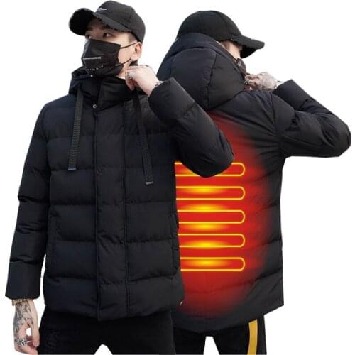 USB Smart Heated Mens Parkas Jackets New Winter Thicken Warm Outdoor Men Parka Coats Fever Clothing Male Constant Temperature