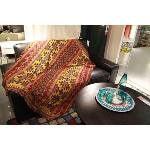 Retro Indian Vintage sofa Throw blanket geometric ethnic style decorative Slipcover covered blankets Tapestry Home Decortion