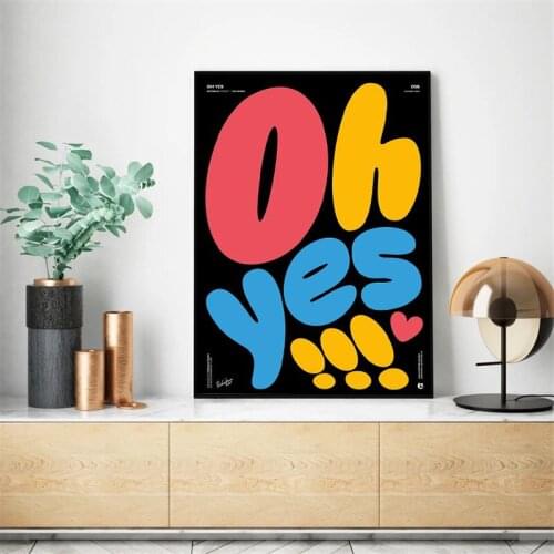 Nordic Style Oh Yes Letter Canvas Poster Colorful Canvas Painting Wall Pictures for Living Room Decoration Home Art