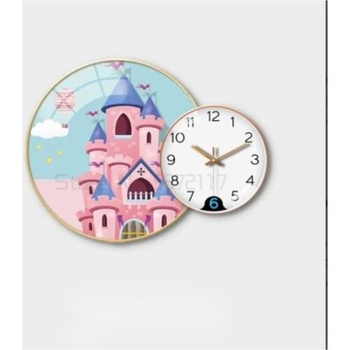 Pink Castle bedroom decoration painting childrens room interesting clock modern simple bedside hanging painting
