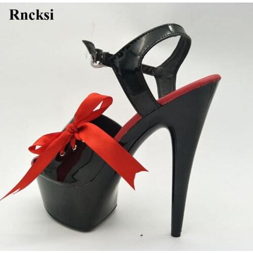 Rncksi New Women Ribbon Shoes 15cm High Heel Pole Dance Platforms Star Model Sexy Sandals Night Club Party Wedding Dress Sandals