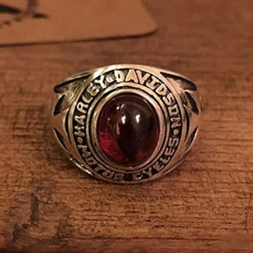 Silver old crusader flower vintage oval garnet niche design craftsmanship light luxury men and women unisex jewelry ring