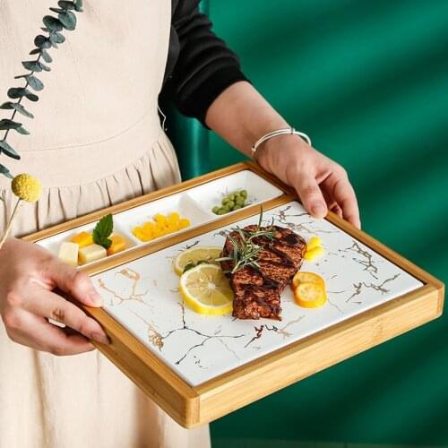Nordic ceramic marble Western food plate Steak plate Creative online celebrity Western tableware snack plate