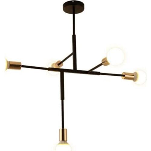 Modern Simple Black Iron Led E27*5 Pendant Light for Foyer Dining Room Bedroom Bar Deco 72*76cm 110/220V 2288