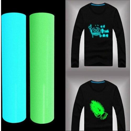 Glow in The Dark PU Heat Transfer Vinyl Luminous T-Shirt Press Paper Sheet Iron on Print Pattern Noctilucent Art Crafts
