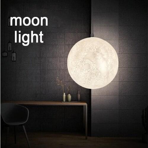 LED 3D Print Moon Pendant Lights For Living Room Decoration Restaurant Lighting Luminaire Baby Hanging Lamps