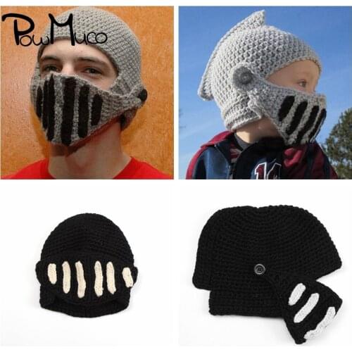 Powmuco Handmade Knitted Wool Knight Caps Novelty Children Hats Outdoors Warm Headwear Festival Decoration Photography Props
