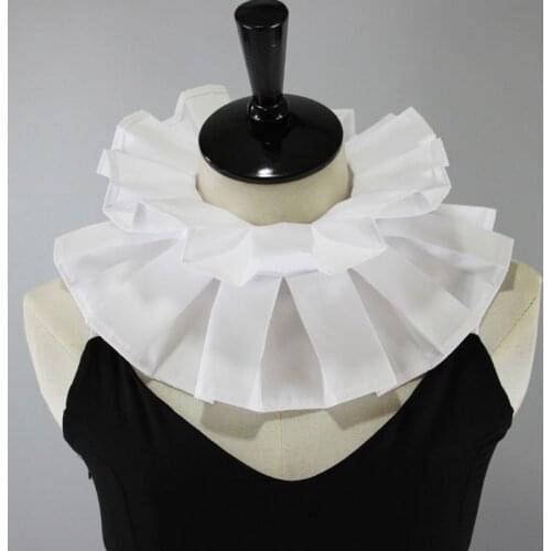Womens Vintage Renaissance Cotton Ruffle Fake Collar Victorian White Neck Ruff