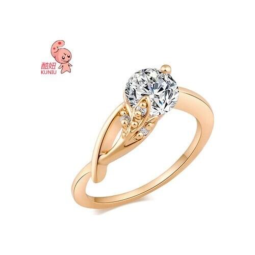 Kuniu geometric finger ring for women zircon metal material exquisite trendy style anniversary engagement fashion jewelry