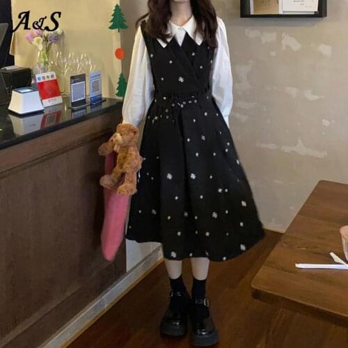 Anbenser Jsk Students Lolita Dress Women Sweet Floral Lolitas Dresses Vintage Japanese Black Dress Harajuku Kawaii Cute Clothing