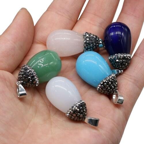 1Pcs Drop Shaped White Stone Add-color Pendant Charms For DIY Necklace Handiwork Sewing Craft Jewelry Accessory Making