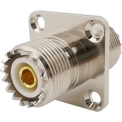 1Pcs UHF SO-239 Female to Female Coax Coaxial Connector SO239 PL259 UHF Jack VHF Antenna 4 Hole Flange Panel Mount Adapter