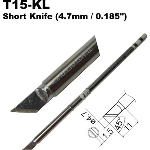 10 PCS T15-KL Short Knife 4.7mm Soldering Tip for HAKKO FX-951 FX-950 FX-952 FX-9501 FM-2028 FM2027 Nozzle Iron Welding Bit