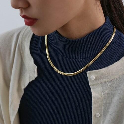 2 colors simple daily look trendy necklace for women Naked chain