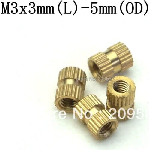 200pcs Brass Knurl Nuts M3x3mm(L)-5mm(OD) Metric Threaded insert