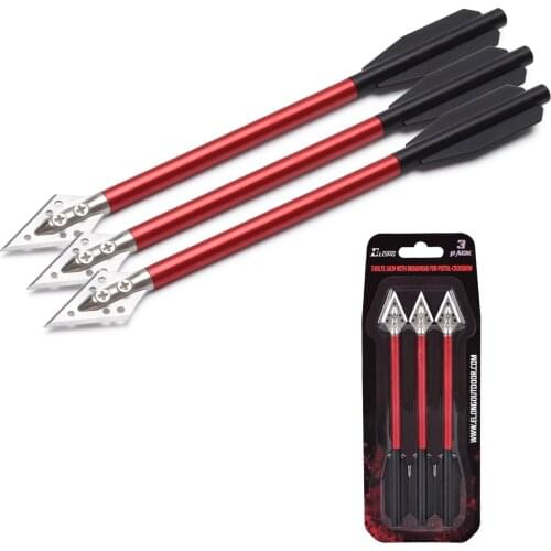 3PCS Aluminium Crossbow Bolts Arrows 6.5" inch Steel Broadhead Tips Hunting Arrows for 50-80lbs Mini Crossbow Archery Pistol