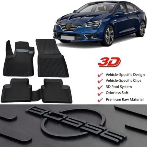3D Pool Car Mats for Renault Megane 4 Sedan and HB 2016 2021 Auto Interior Carpet Protector Accessories Rubber Floor Non Slip
