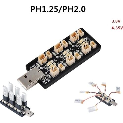 6CH USB 3.8V 1S LiHv Lipo Battery Charging Adapter Board 5V 2A USB Battery Charger Board for RC Cine Whoop Drone Battery