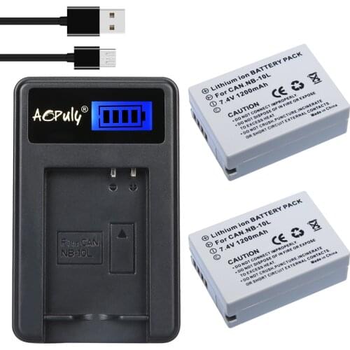 AOPULY 2Pcs NB-10L NB10L Battery + LCD USB Channel Charger for Canon G1X G15 G16 SX40HS SX50HS SX60HS SX40 SX50 SX60 HS Cameras
