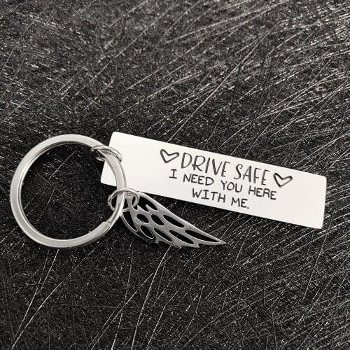 Stainless Steel Keyrings Gift Drive Safe I Need You Here With Me Keychains Couples Boyfriend Bag Key Chains