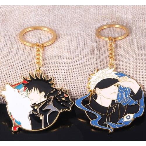 Hot Anime Jujutsu Kaisen Keychain Gojo Satoru Fushiguro Megumi Figure Enamel Pendant Keyring High Quality Props Cosplay Jewelry