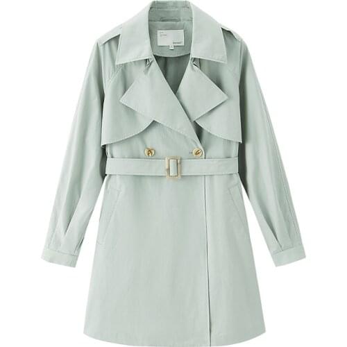 INMAN Causal Trench Coat Spring Autumn Oil Dust Water Prevent Women Lady Double Turn Down Collar Minimal Design Outerwear