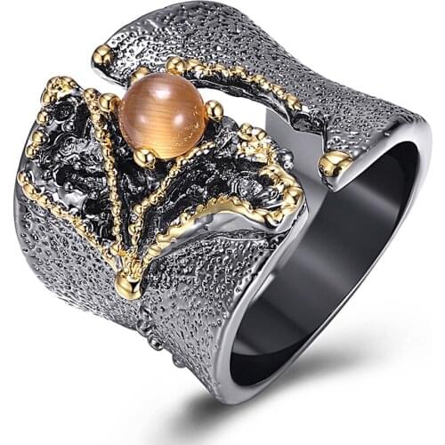 New Black Gold Color Party Ring Lead Free Setting with AAA Cubic Zirconia Fashion rings Fashion Jewelry Free Allergy