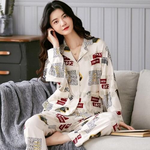 Suit For Women Soft Cotton Ladies Home Wear Large Size Pijama Pyjama New Spring Autumn Sleepwear Sets Kawaii Cartoon Pajama