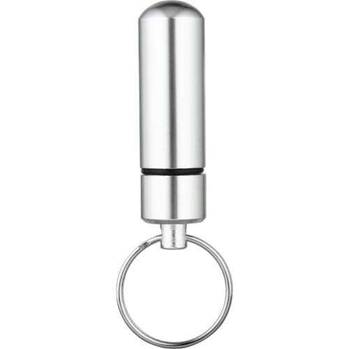Key Holder Aluminum Waterproof Pill Shaped Box Bottle Holder Container Keychain Medicine Keyring Keychain Box