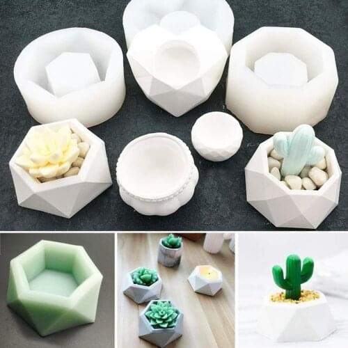 Reusable Silicone Mold 3D Flowerpot Mould Home DIY Craft Flower Plant Pot Concrete Cement Clay Mold Candle Soap Making Mould