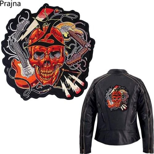 Motorcycle Embroidery Patch Iron On Patches Large Punk Skull Patch Badges Big Biker Patches For Clothing Jacket DIY Accessories