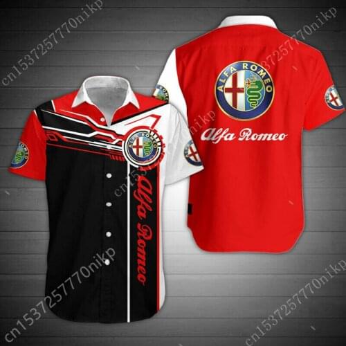 2021 New Alfa Romeo Brand Mens Shirt 3D Anime Oversize T-shirt Top High Quality Mens Clothing Harajuku Casual Button Cardigan