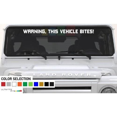 For Decal banner Land Rover DEFENDER WARNING THIS VEHICLE BITES leaf lift window Car Styling