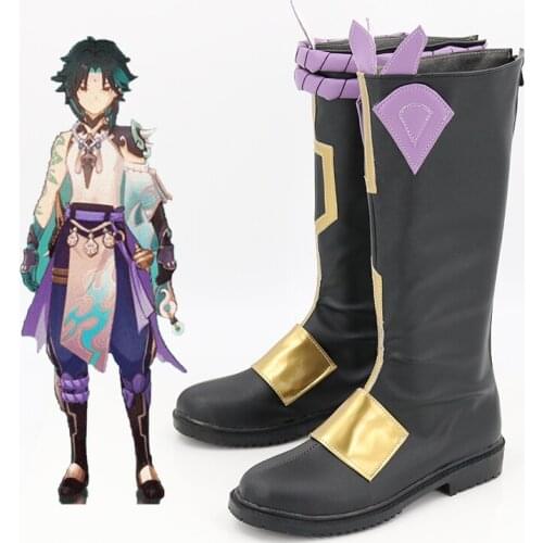 Genshin Impact Xiao Shoes Cosplay Boots Adult Genshin Impact Xiao Boots Uniform Halloween Party Customize CostumesRole Play