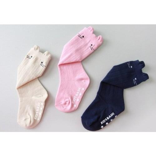 2-3y New cute cat style Non-slip in tube socks multi-size autumn and winter cotton children socks baby socks w078