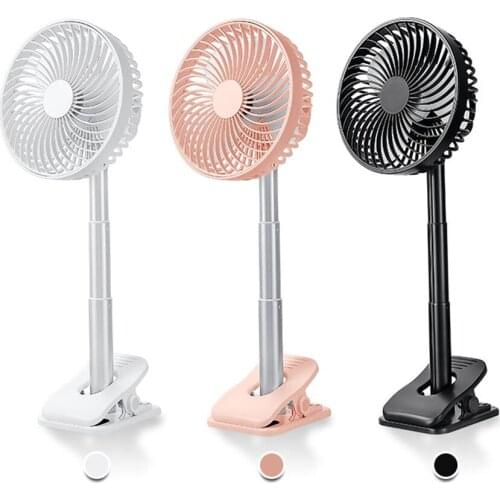 Portable Desk Fan With Clip Quiet Fans For Bed Office Tent White Mini Fan With 2600mAh Rechargeable Battery 4 Speed 2 Timer