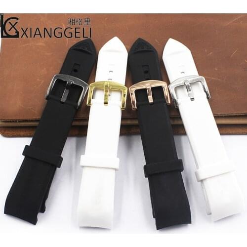 Watch Accessories for Armani 23mm Silicone Strap Model AR5985 AR5977AR5987 AR5978 Curved Interface Pin Buckle Watch Band