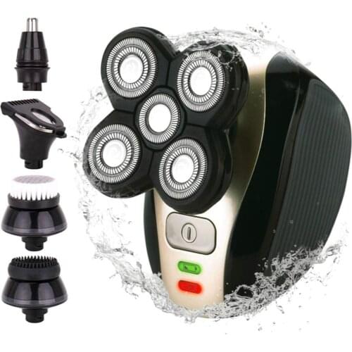 RESUXI 5in1 Rechargeable Electric Shaver Five Floating Heads Razors Hair Clipper Nose Ear Hair Trimmer Men Facial Cleaning Brush