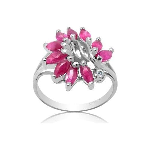 CoLife Jewelry Luxury Ruby Ring for Party 10 Pieces Natural Ruby Silver Ring 925 Sterling Silver Ruby Jewelry Gift for Woman