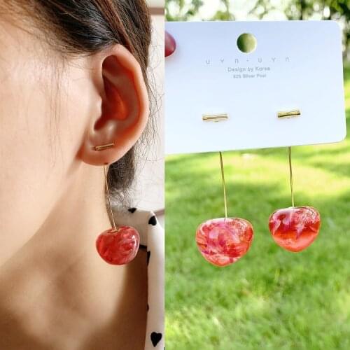 Earrings for Women Sweet Cherry Petal Earrings 2020 New Geometric Long Earrings Jewelry Accessories Wholesale