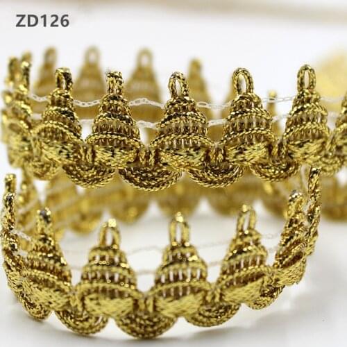 Width 2cm Gold ribbon handwork wavy edge doll dress decoration dress accessories ZD126