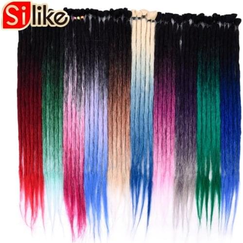 Silike Handmade Dreadlocks Extensions Pink Faux Locs Ombre Crochet Hair 10 Strands/lot Synthetic Crochet Braiding Hair For Women