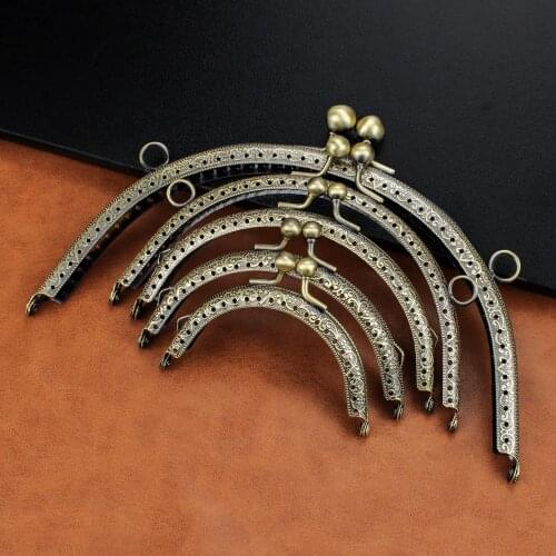 10Pcs Vintage 8.5/10.5/12.5/15/20.5CM Semicircle Metal Bead Kiss Bronze Sew Frame Bag Clasp For Purse Hardware Clutch Bag