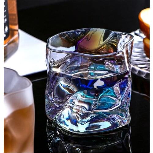 Whiskey Spirits Twisted Glass 280ml Crystal Glass Irregular Shape Cocktail Brandy Tequila Rum Vodka Spirit Sake Glass Wine Cup