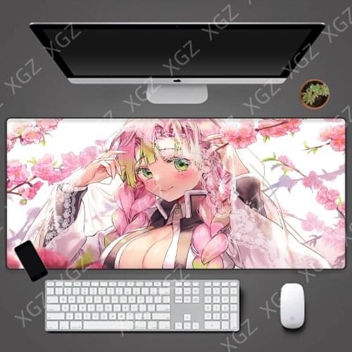 XGZ High Quality Sexy Anime Girl Gaming Mousepad Pink Cherry Flower Mouse Pad Gamer Computer Desk Mat Large Size Non-slip Mats