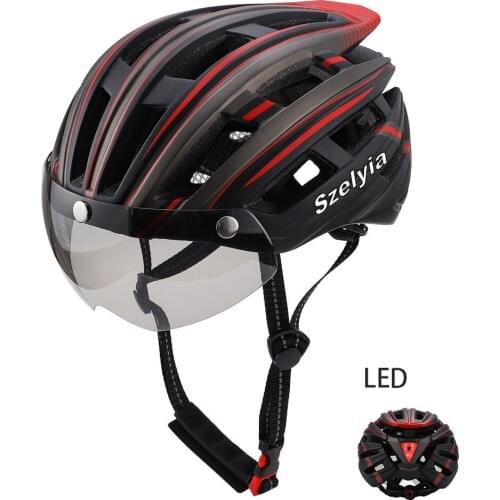 Adults Cycling MTB Road Mountain Bike HelmetLEdmagneticlens glassCapacete Da Bicicleta Bicycle Helmet Cycling Helmet Bike cascos